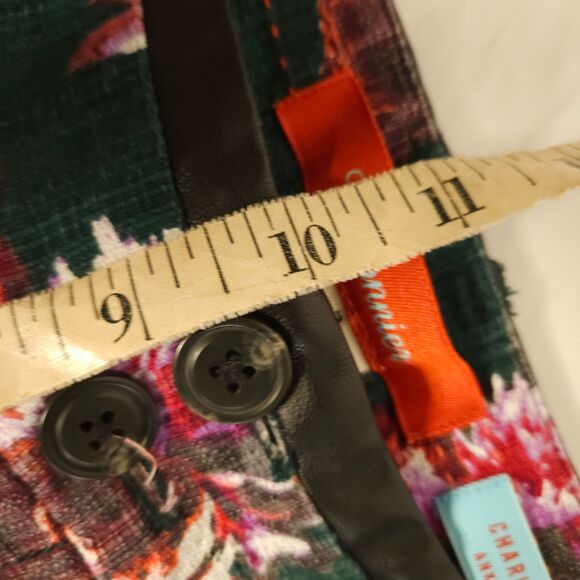 Anthropologie Cartonnier Womens 8 33x26 Green Floral Flower Charlie Ankle Pants - Picture 6 of 7